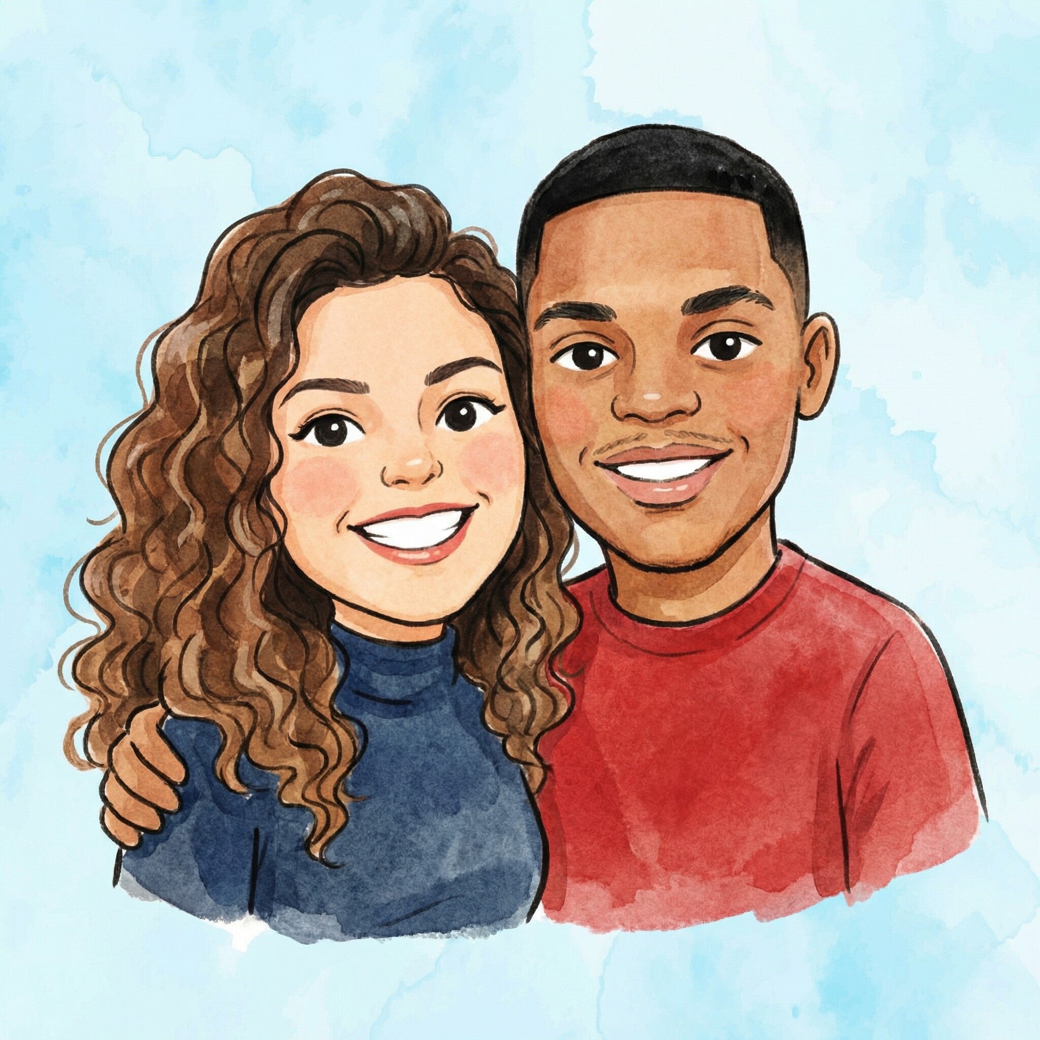 Soft Watercolor Caricature Prompt (Snappic AI)